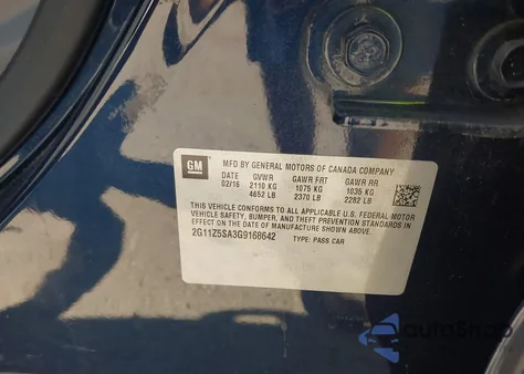 2016 Chevrolet Impala Ls z USA, uszkodzony, nr VIN 2G11Z5SA3G9168642